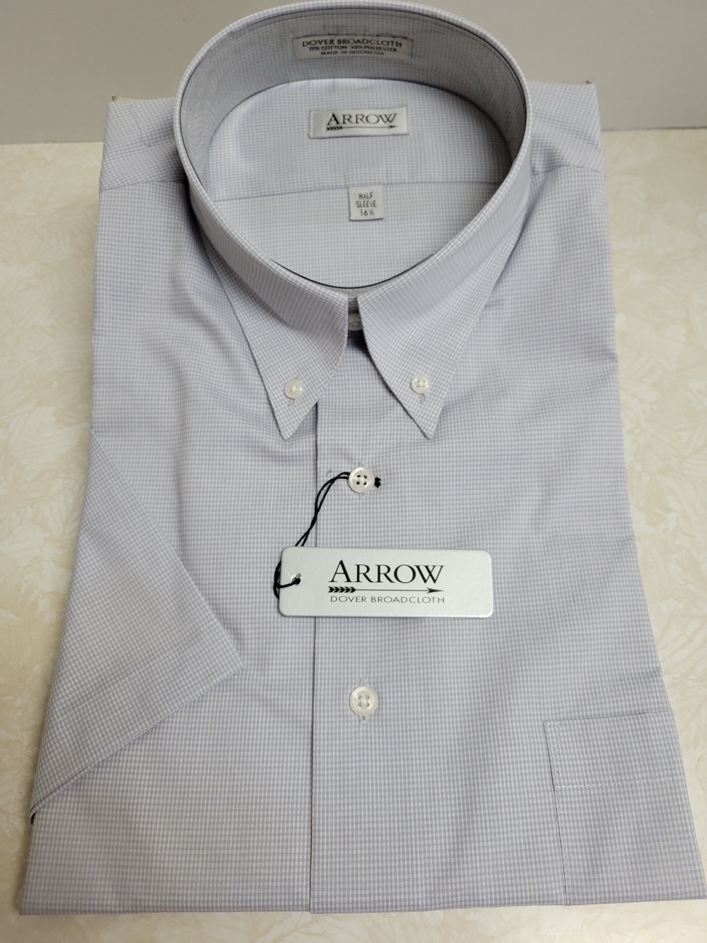 Arrow Men's Pale Blue Half Sleeve Micro-Check Dress Shirt